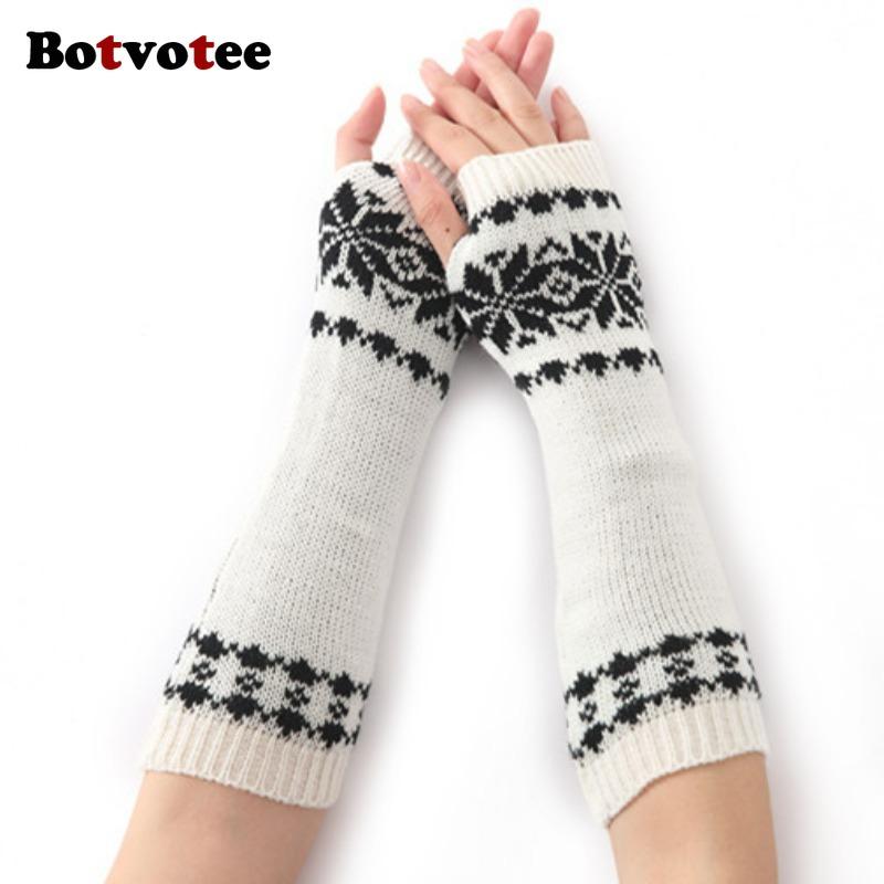Botvotee Sleeves for Women Y2k Accessories Free Shipping Arm Warmers Korean Fashion Winter Knit Half Finger Fingerless Gloves