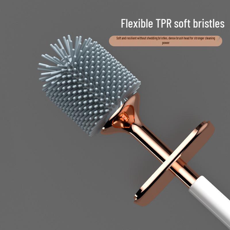 Wall-Mounted Silicone Toilet Brush with Storage Rack - No Dead Angles, Perfect for Bathroom Cleaning