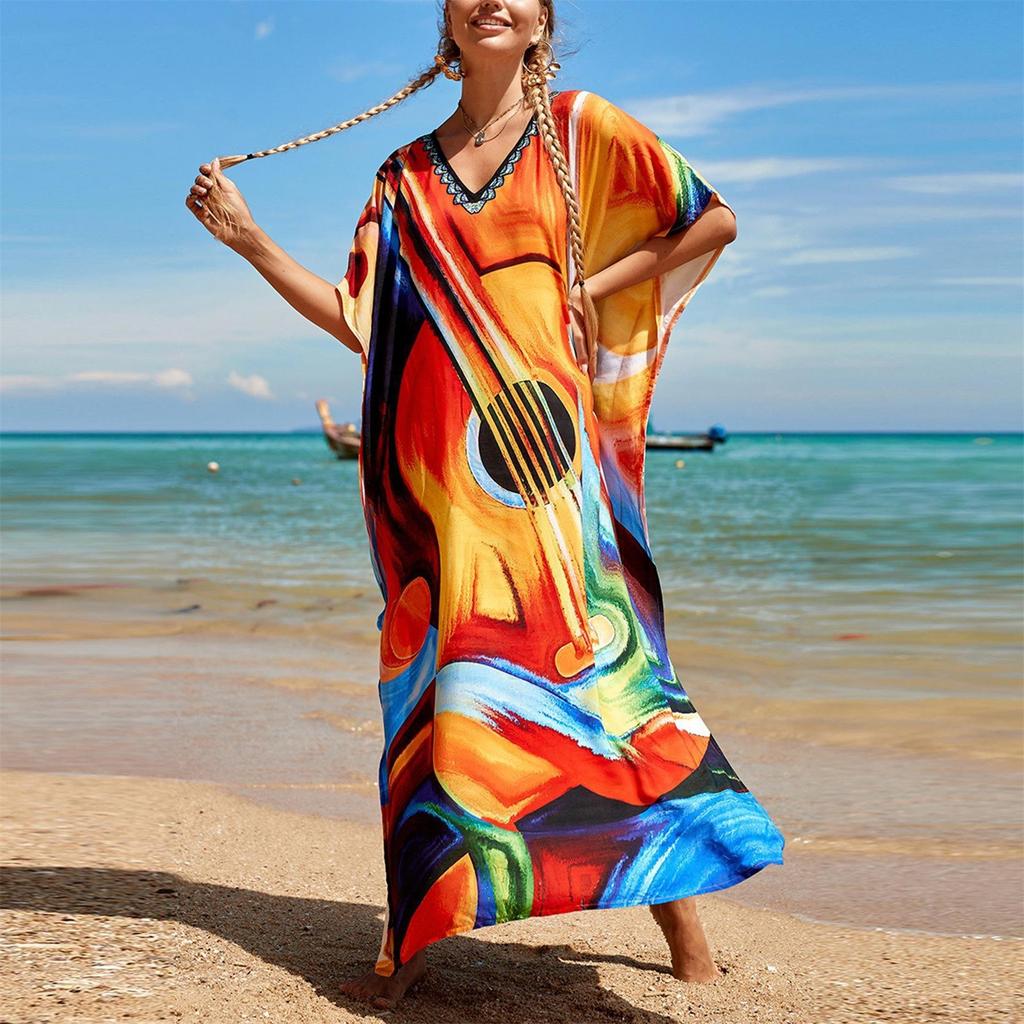 Accappatoio da spiaggia largo da donna per vacanze, camicia da sole cover-up