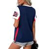 T-shirt décontracté pour femme à col en V et manches courtes avec imprimé USA - Haut léger et respirant pour l'été, idéal pour un usage quotidien