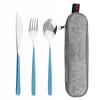 Pink Gold 4Piece Dinnerware Set Portable Reusable Cutlery Set For Travel Camping Flatware Spoon Fork Utensils Set and Bag