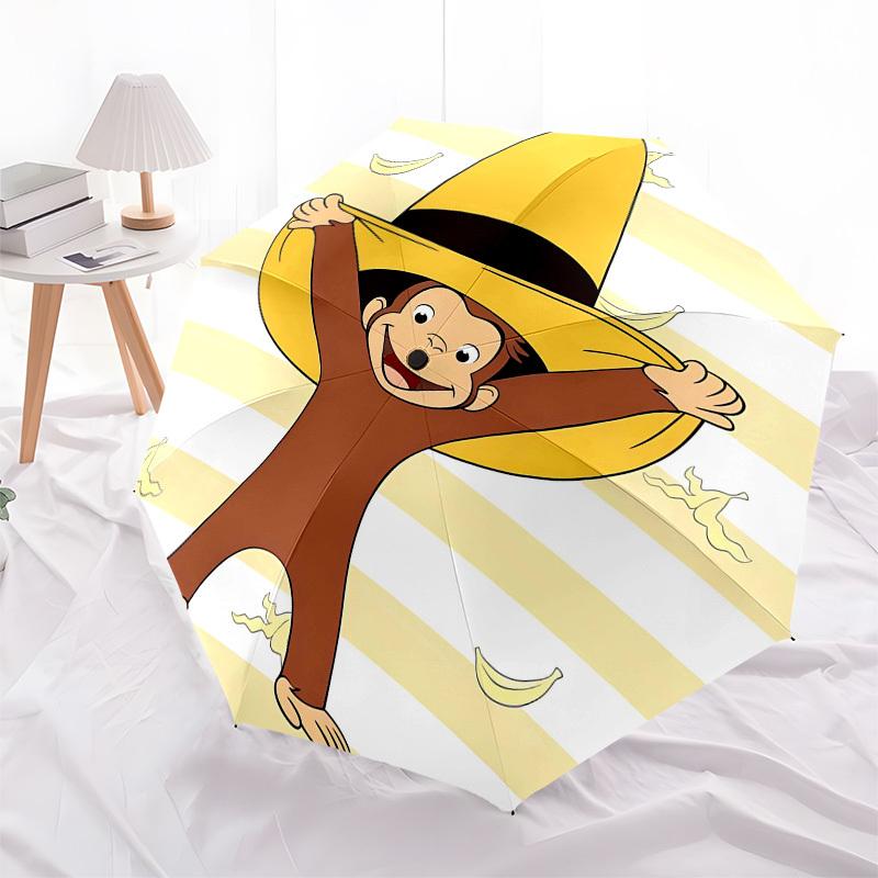 Curious George, sombrero Automatic Opening and Closing, 8 rib Structure Portable Umbrella, Suitable for Men and Women in All Seasons Perfec