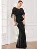 Ever-Pretty Women's Crewneck Chiffon Shawl Lace Bodice Mermaid Wedding Guest Dress Evening Dresses