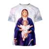 Hot Selling Virgin Mary 3D Printed T-shirt Personality Christianity Mother Of God Holy Child Tees Casual Short-sleeved T Shirt