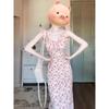 Sweet little fly sleeve suspender floral dress children's summer new seaside vacation temperament long dress
