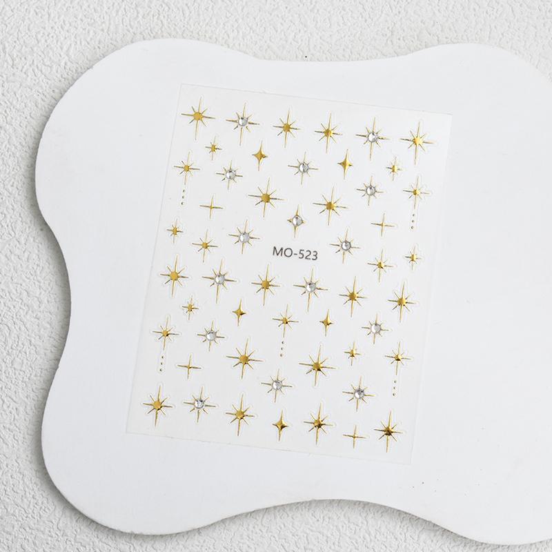 1 Sheet Golden Silver 3D Laser Starburst Nail Stickers Vibrant Nail Art Decorations For Manicure French Nail Art And Diy Nail C