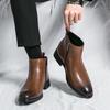 Men's High-Top Pointed Toe Leather Martin Boots - British Business Style