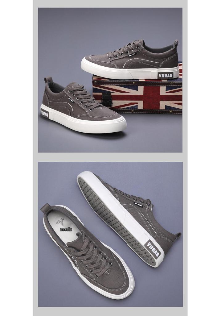 Spring Men's Korean-Style Canvas Lace-up Sneakers - Trendy, Breathable, Casual Low-top Board Shoes