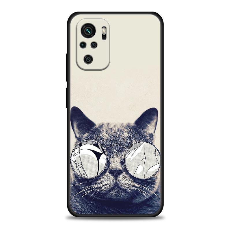 Funny Cute Cat Line Art Phone Case For Xiaomi Redmi Note 11 10 9 8 Pro 9S 8A 10S 11S Soft Cover For Redmi Note 8Pro 10Pro Fundas