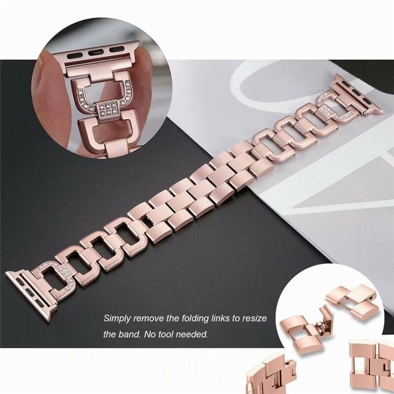 Luxury Metal Diamond Bracelet for Apple Watch Band 49 44 41 42mm for Iwatch 8 7 SE 6 5 4 3 38 45 40mm Stainless Steel Strap Smartwatch Accessories