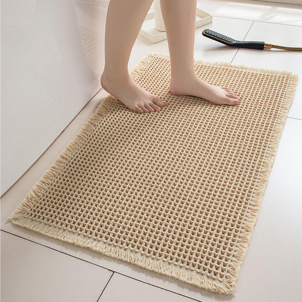 Non-Slip Bathroom Carpet Doormat Floor Mat Thicker Linen Woven Bath Mat  Bathroom