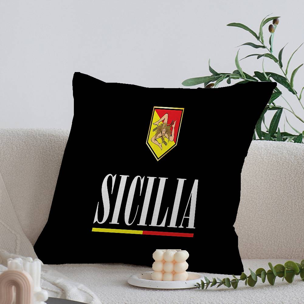 S-Sicilian Flag Pillow Cover Design Cushion Cover Decor Holiday Decorati