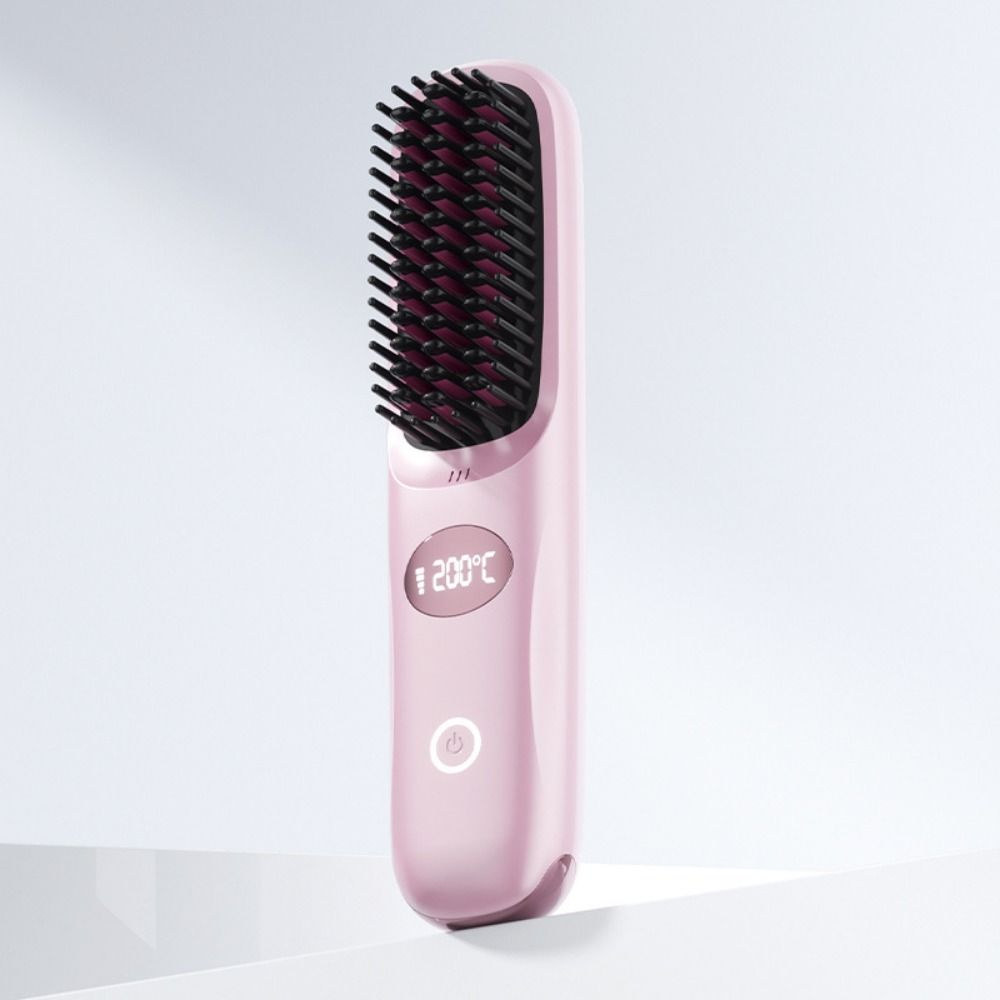 Anti-Scald Protection Electric Hair Straightener Brush USB Charging Hair Brush  Hair Styling