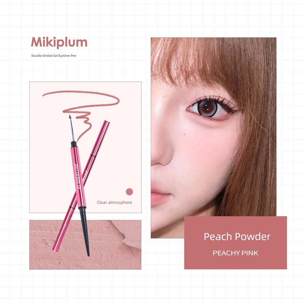 Same Style as the Little Monkey! Mikiplum Dual-Ended Eyeliner Gel Pen, Easy to Apply, Berry Color, Pink, for Lower Lash Line