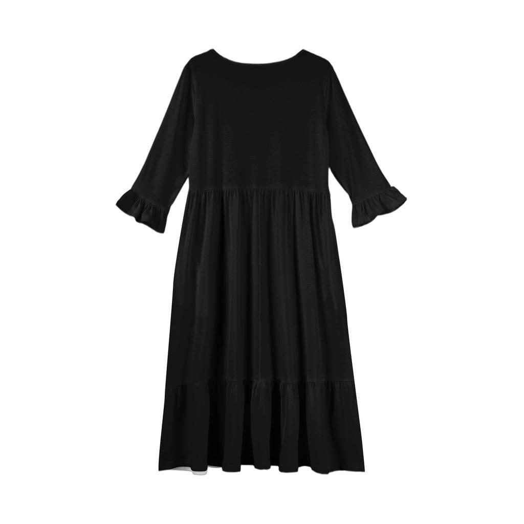 Girls' Tiered Ruffle Dress - 3/4 Sleeve Pocket Maxi With Pockets