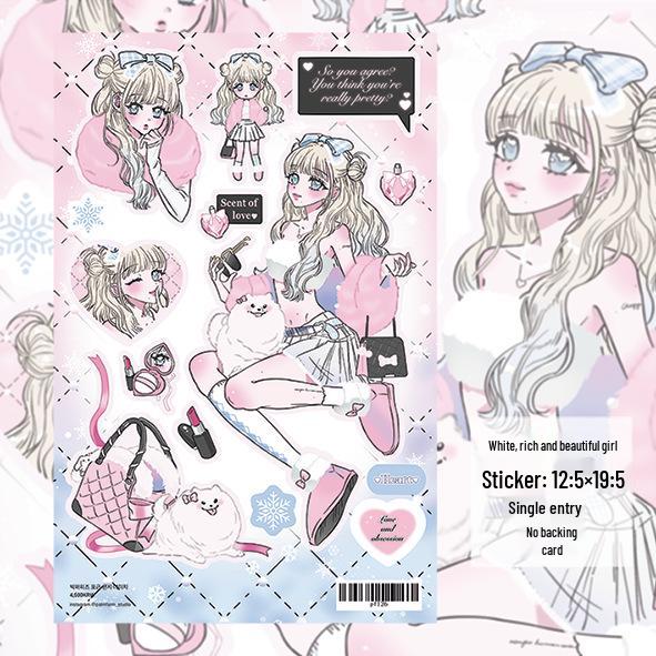 Korean Socialite Girl Character Stickers & Stylish Phone Case Journal DIY Set