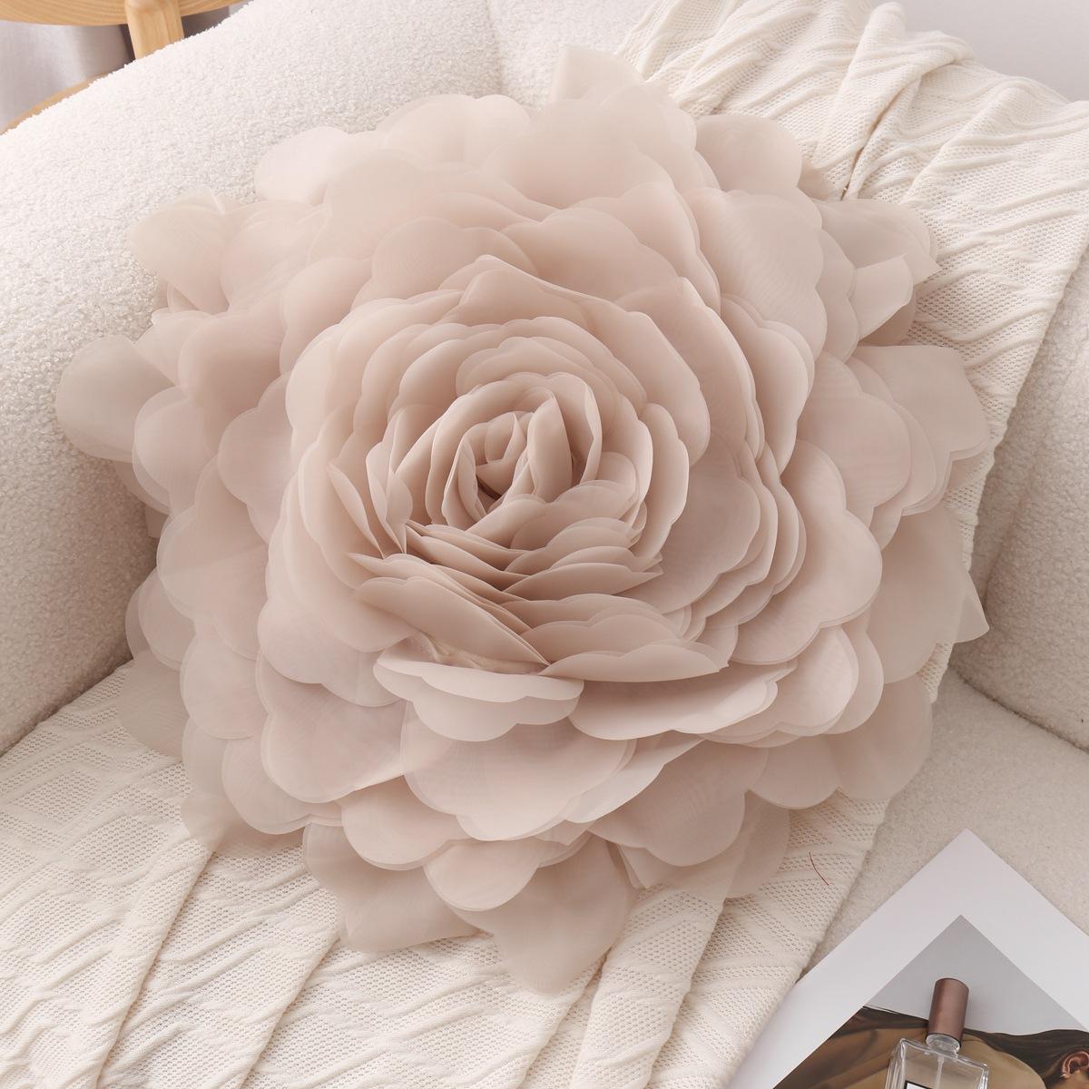 

Европейская наволочка для подушки с цветами Стереоскопическая органза Цветочная наволочка Круглая Роскошная подушка Принцесса Стиль Диван Домашнее украшение 55x55cm 1pcs