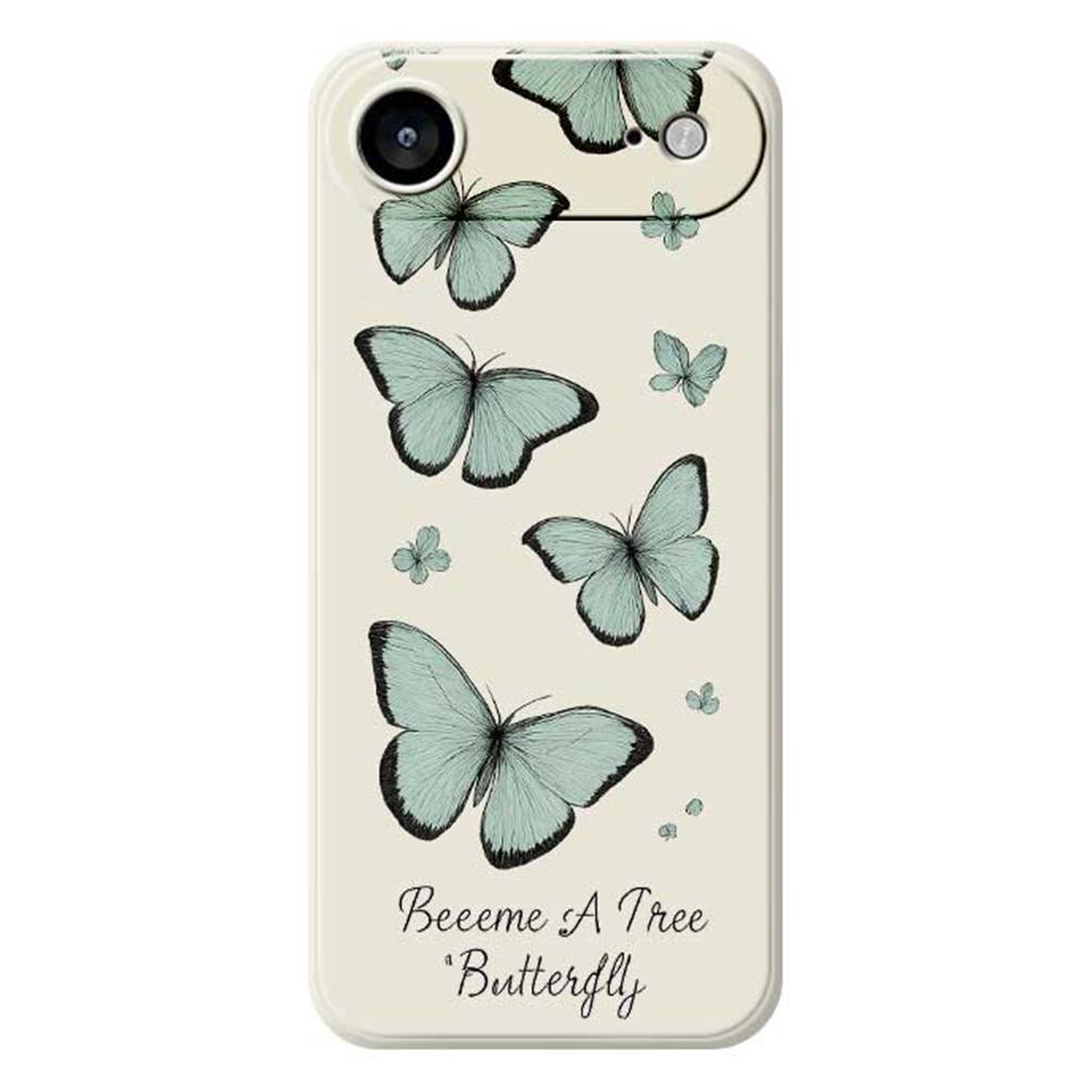 For iPhone 17 Air Case Green Butterfly Pattern Printing Straight Edge TPU Phone Back Cover