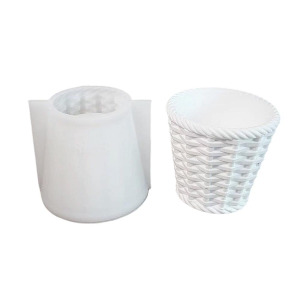 Basket Weave Silicone Mould For Cement Resin Candle Cup Casting And Decorative Home Accessories Creation