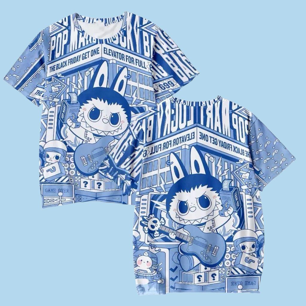 Labubu 3D-Druck Kinder T-Shirts Cartoon Junge Mädchen T-Shirt Paar Kurzarm Kinder Eltern-Kind Gleicher Stil