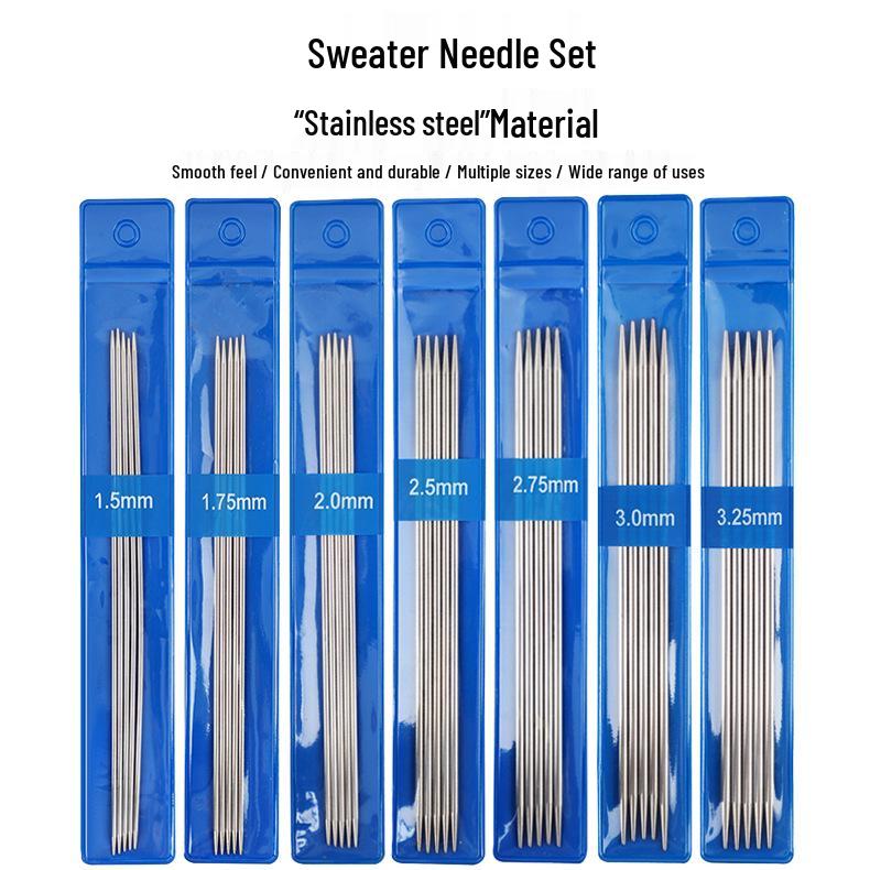 15cm Short Stainless Steel Knitting Needles Set - Straight Sweater Needles for Handmade DIY Dolls