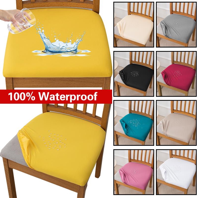Waterproof Chair Seat Covers Stretch Chair Cover for Dining Room Removable Chair Protector Chair Slipcover for Kitchen Office