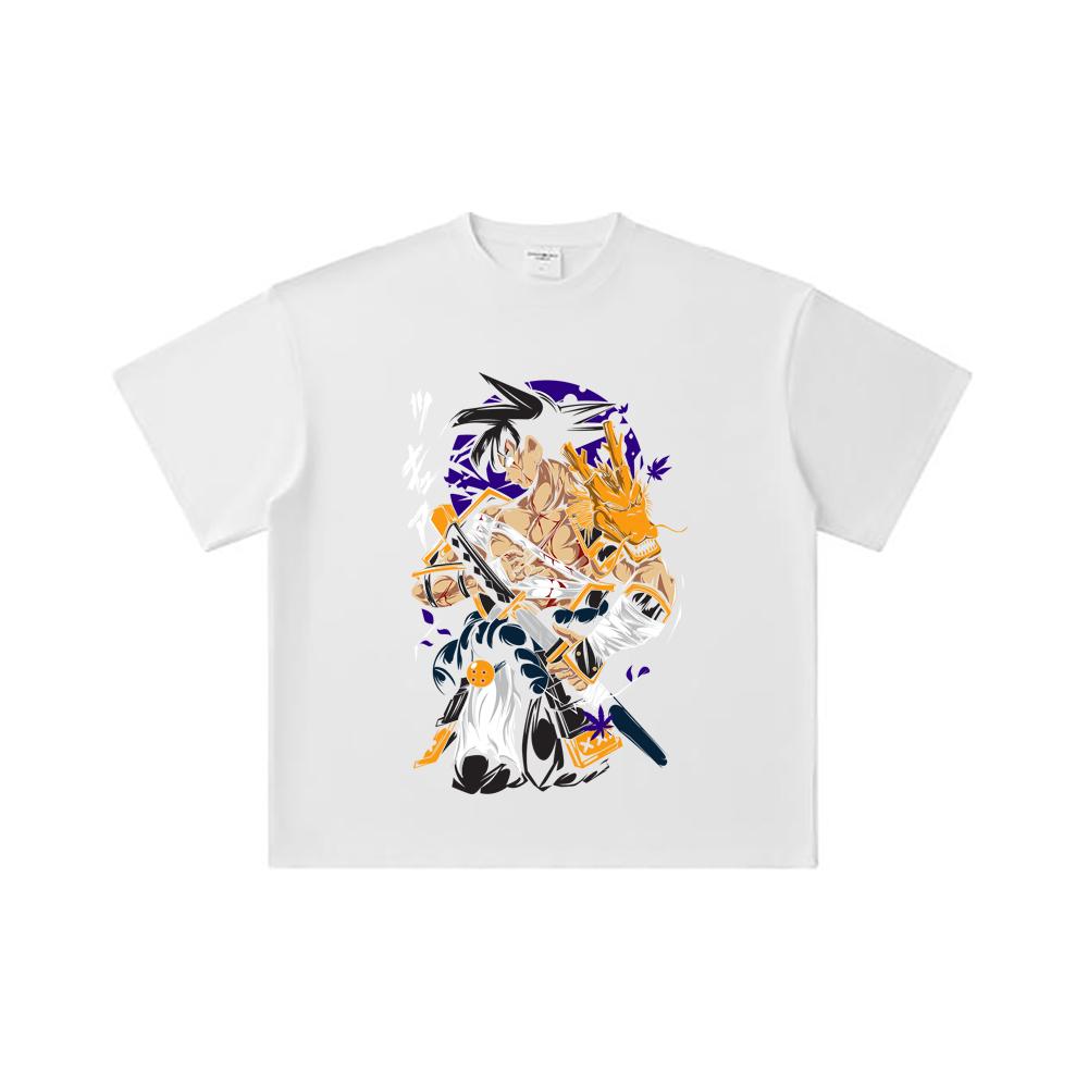 260 GSM Double Yarn 32 Count 100% Cotton Dragon Ball V68 Goku Samurai Print Unisex Heavy Cotton T Shirt