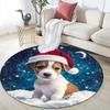 Christmas Puppy Round Area Rug,Carpet Rug for Living Room Bedroom Sofa Playroom Decor,Non-slip Floor Mat