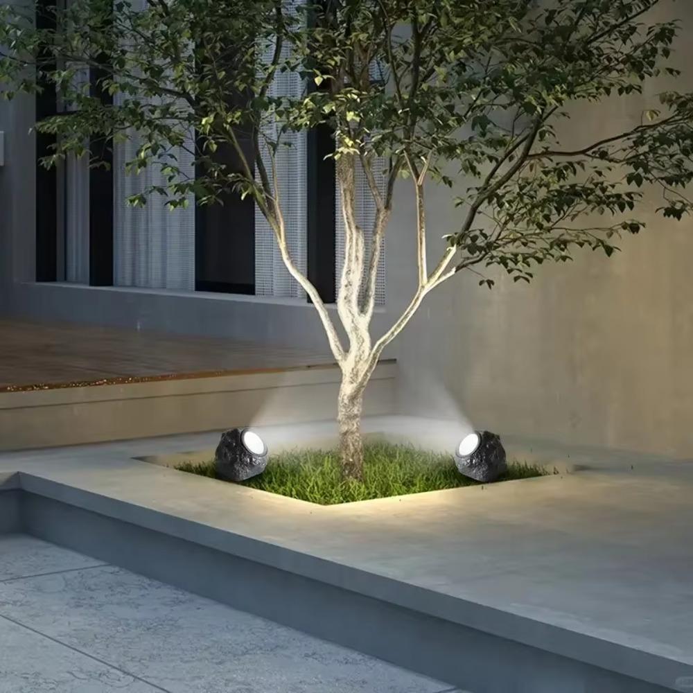 Waterproof Solar Powered Light Resin Rock Stone Stone Solar Light Simulation Stone Lights  Garden