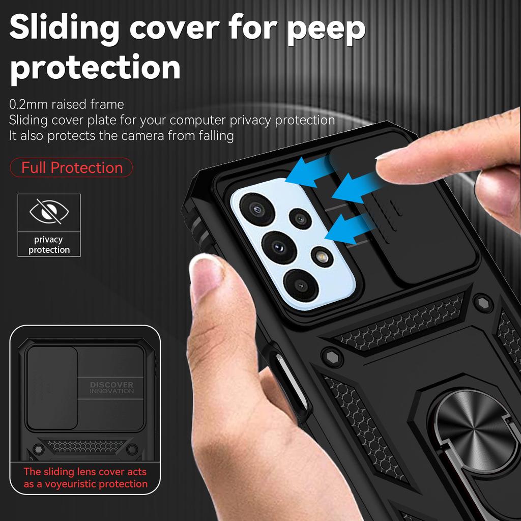 Armor Shockproof Phone Case For Samsung Galaxy A23 A33 A53 A73 A13 A32 A52 A72 5G Slide Window Camera Lens Protection Back Cover