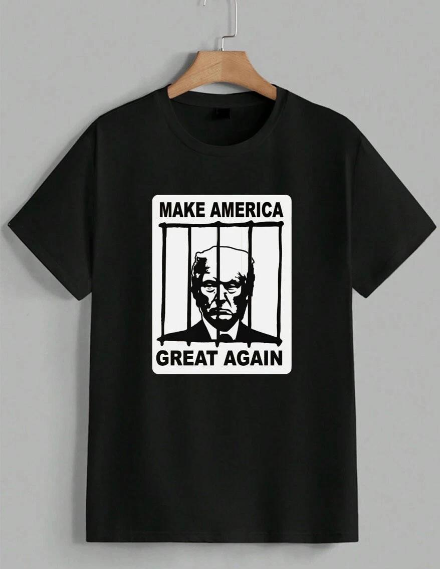 Donald Trump Make America Great Again T-Shirt Funny Political USA Jail Unisex XS
