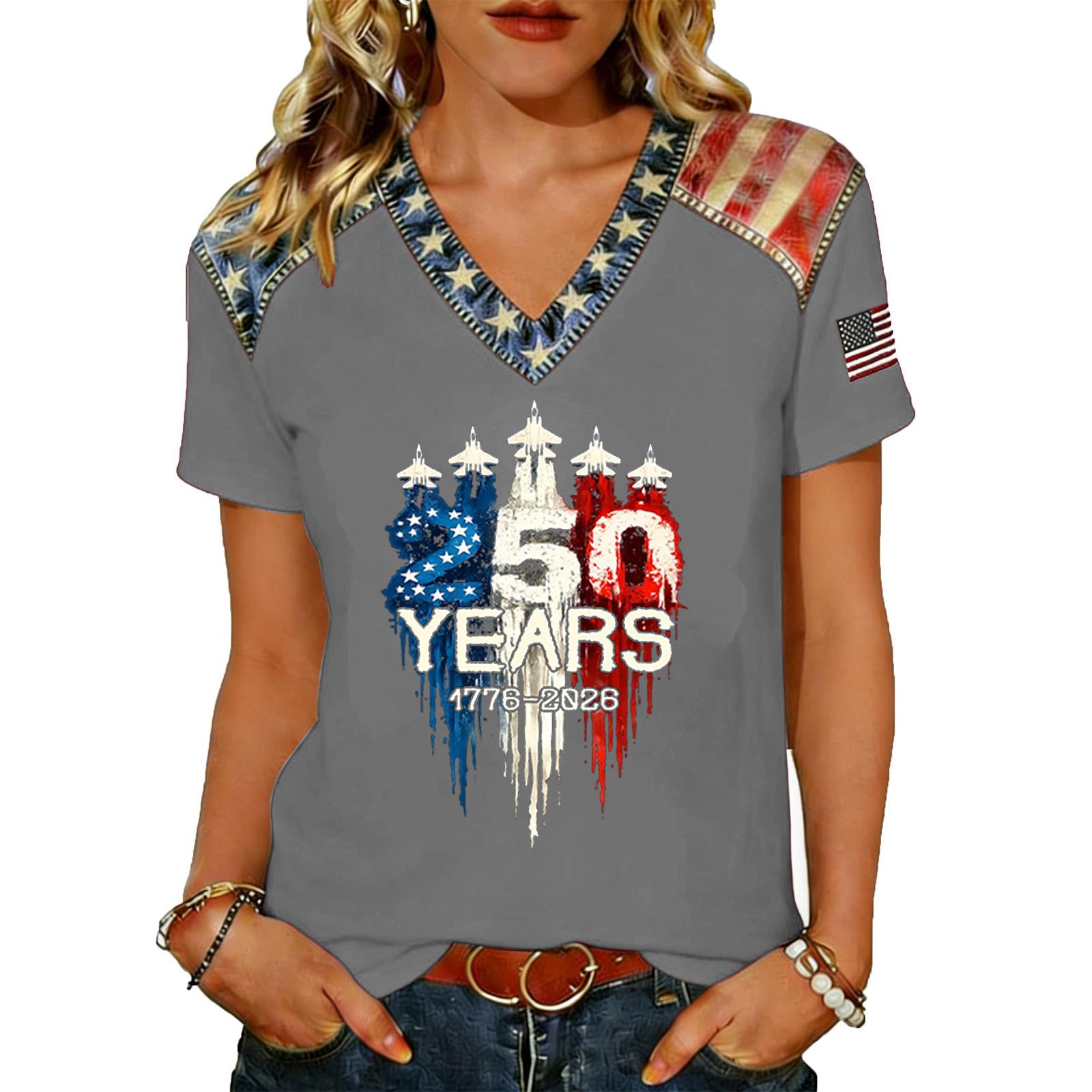 Women s Casual V-Neck Short Sleeve T-Shirt - Pullover Top M