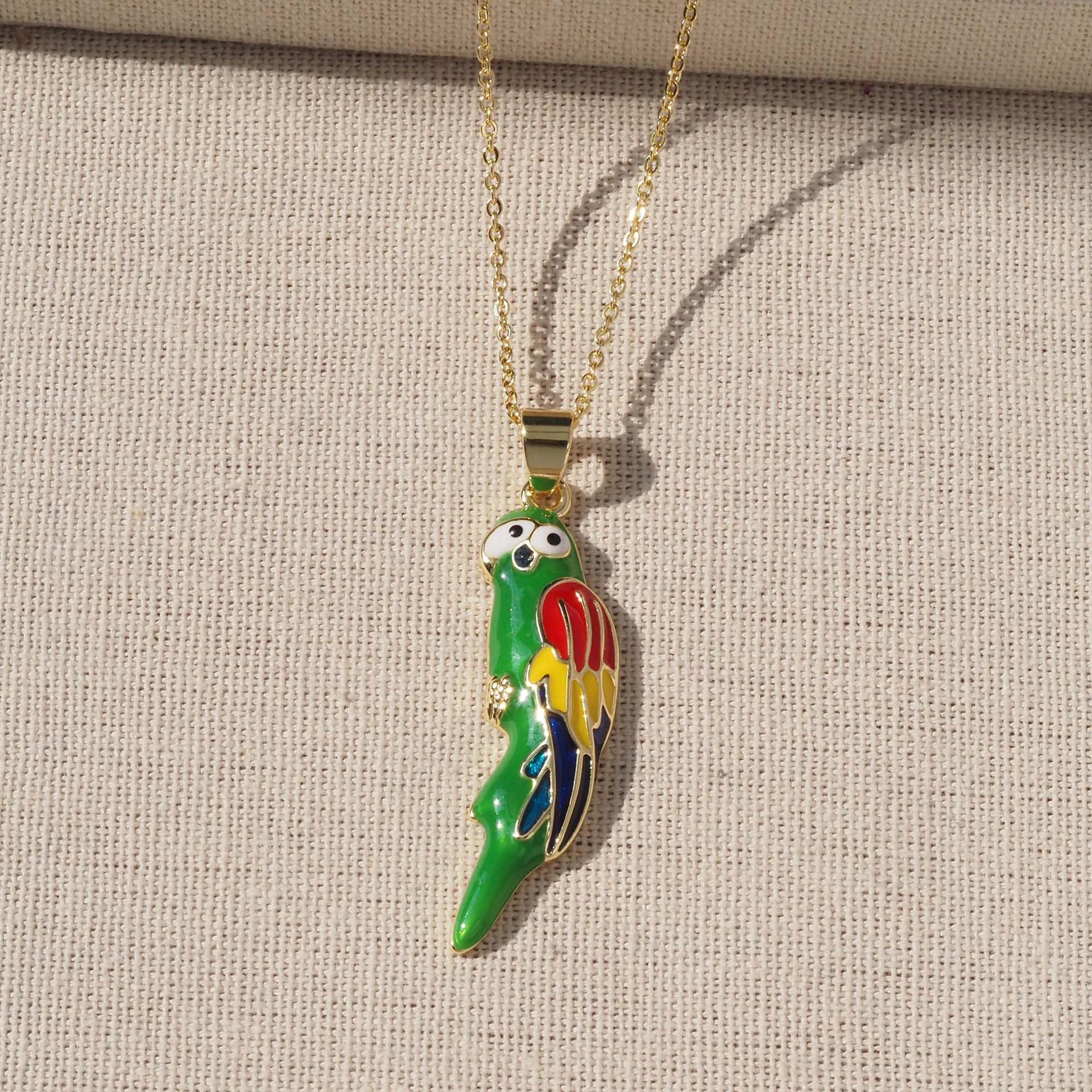 Венесуэльский разноцветный попугай Подвеска Позолоченная медная цепочка для женщин Pendant only (no chain)