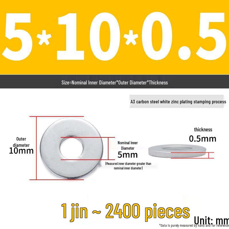 Extra Large Galvanized Metal Flat Washer - Thickened Round Screw Washer M6-M16