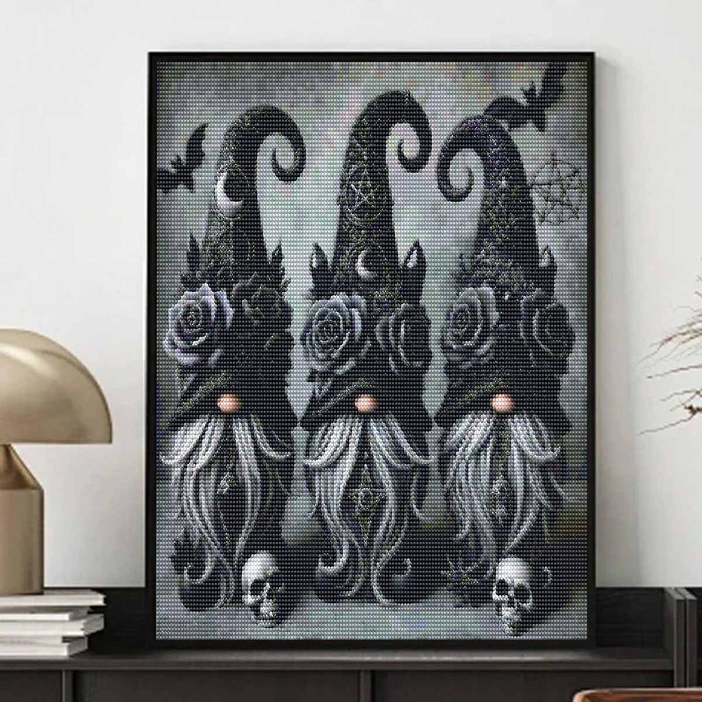 Halloween 5D Diamond Full Diamond Art Painting Kit Diamond Painting Home Decor, Gothic Rose Gnomes Wall Art Craft Gift For Adults