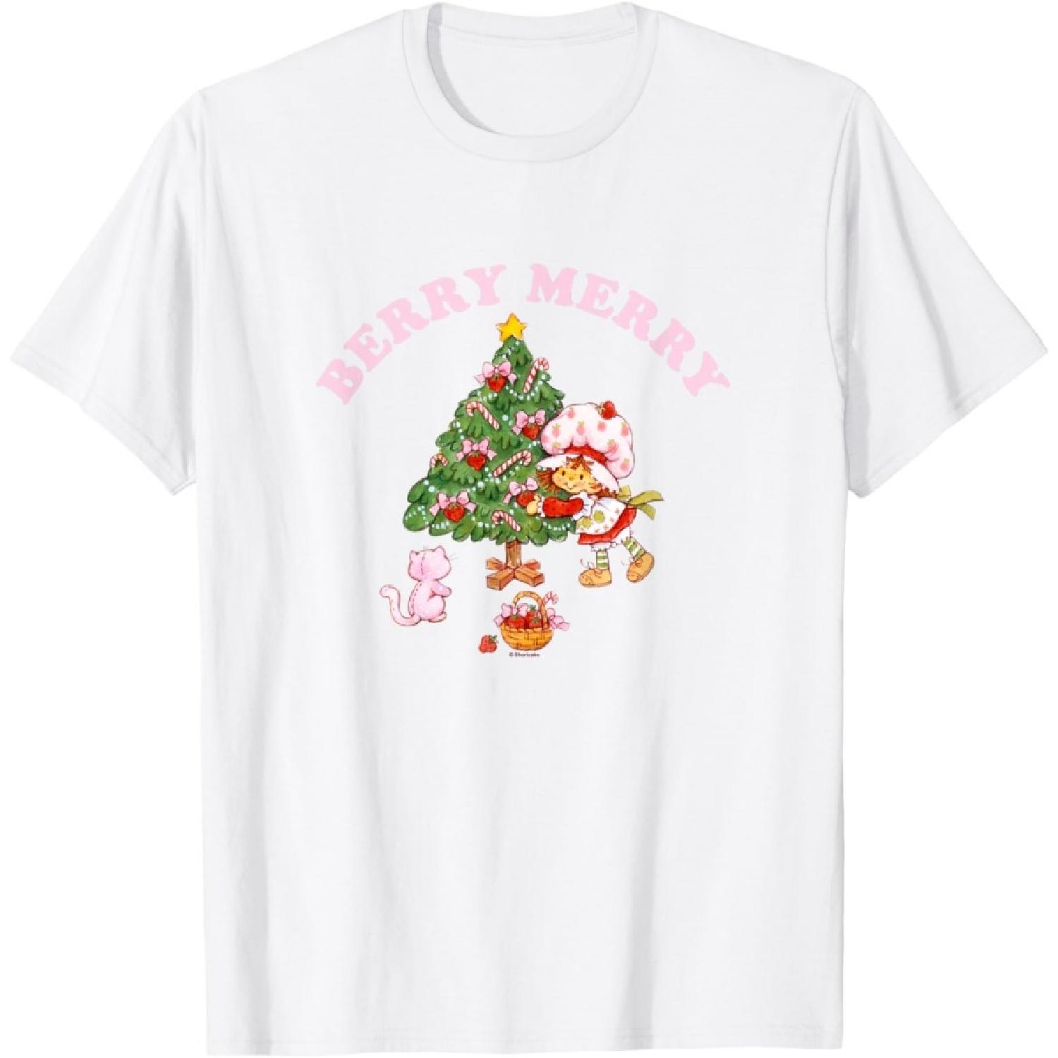 Strawberry Shortcake Christmas Berry Merry Decorating Tree T-Shirt S