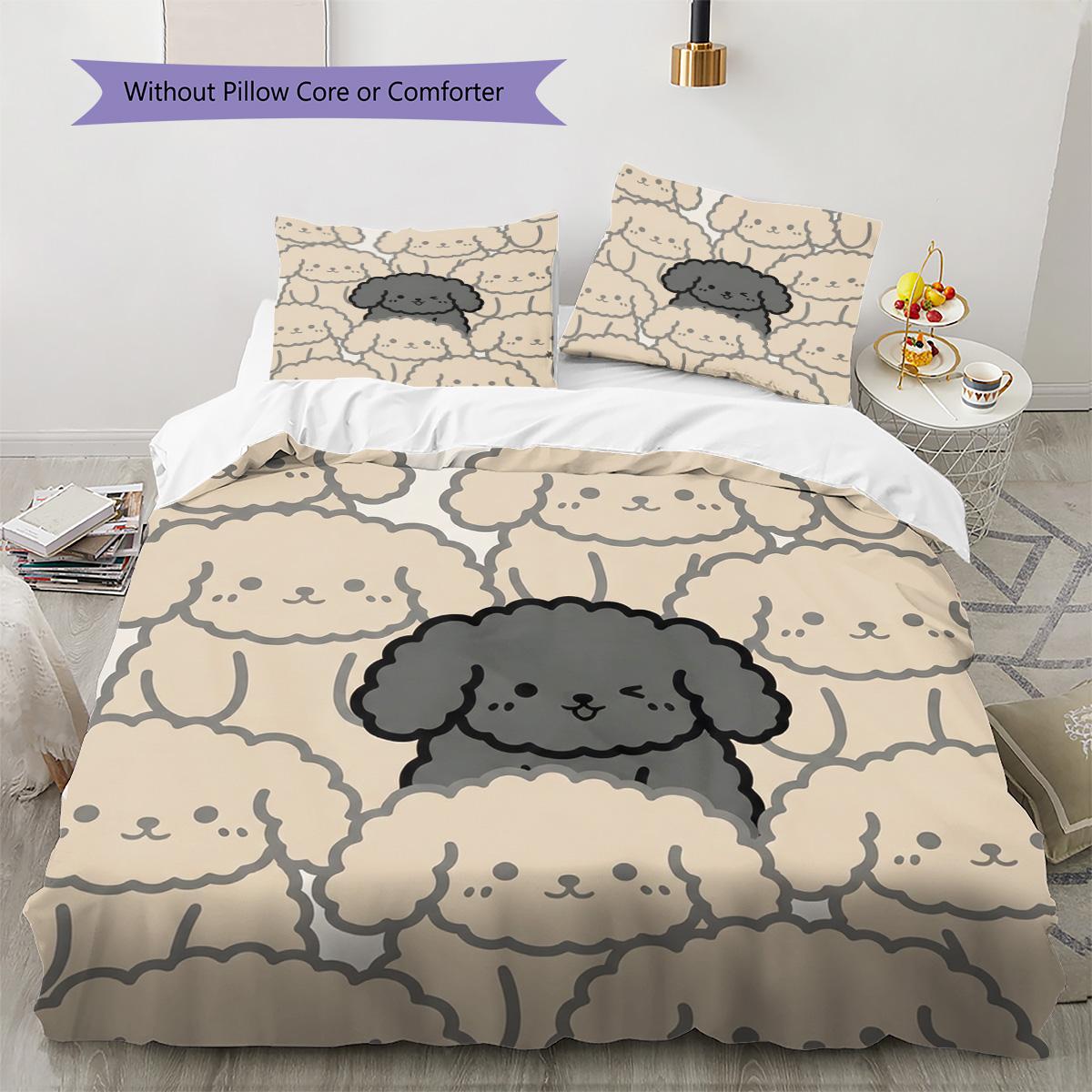 

Poodle dog Pattern Bedding Quilt Set Quilt Cover Pillowcase Home Decoration Birthday Gift (1 * duvet cover + 2 * pillowcase, without core) 135x200cm
