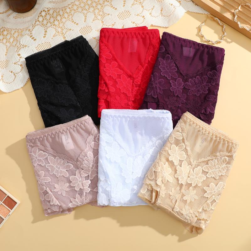 1pcs Women's High Waisted Plus Size Lace Underwear, Fashionable, Breathable, Soft and Comfortable Women's Underwear, 6 Colors To Choose From