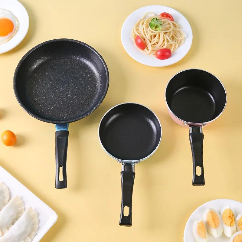 Mini nepřilnavá pánev na smažení na mléko Hrnec s kulatou mřížkou Mini pánev s nepřilnavým povrchem Hliníková pánev na palačinky na smažení s vejci 12 cm