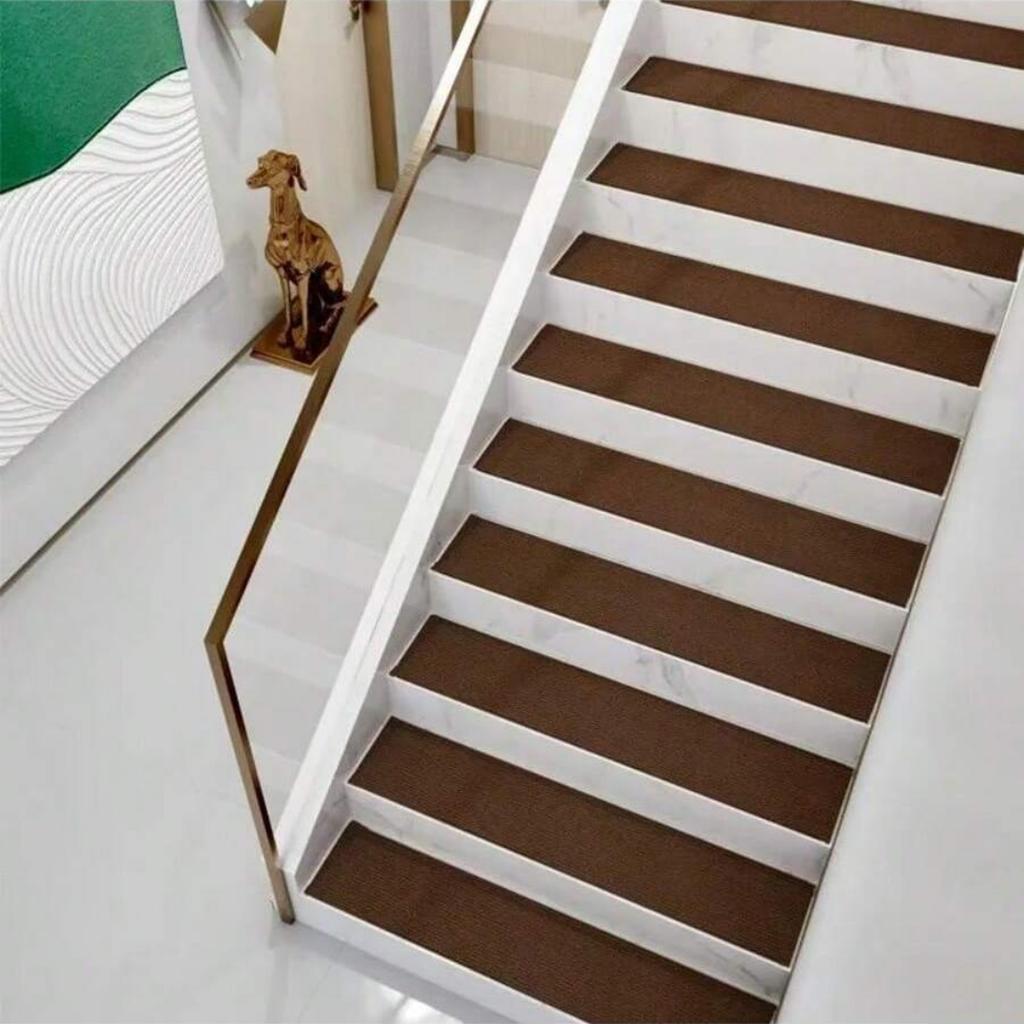 5pcs 100X20cm Staircase Mat Self-adhesive Safety Door Mat Soft Stripe Non-Slip Stair Tread Carpet Mat Home Decor