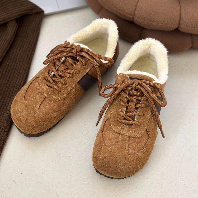 Retro German Training Shoes, Autumn and Winter Cotton Shoes, New Soft-soled Casual Board Shoes, Thick-soled Fleece Sneakers