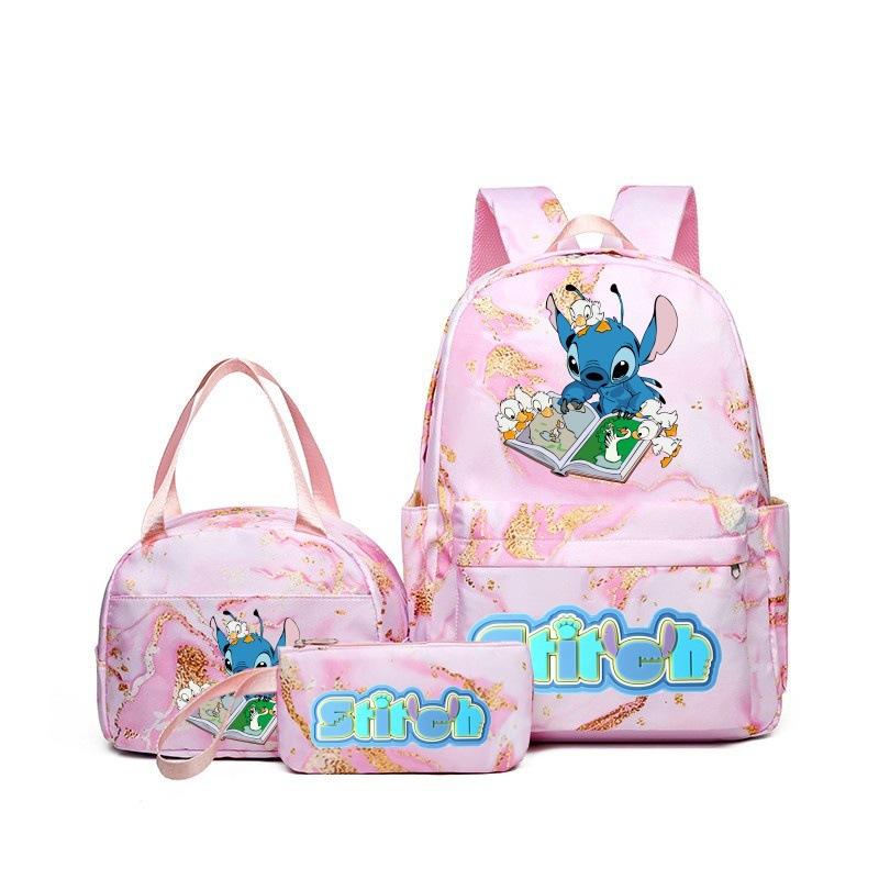 Primary And Secondary School Schoolbag Three-Piece Cartoon Backpack Outdoor Travel Printed Backpack three-piece set