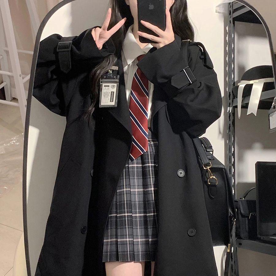 

2025 Women s Petite Mid-Length Trench Coat - Spring & Autumn Korean College Style with High-End British Appeal XXS 35-50 kg
