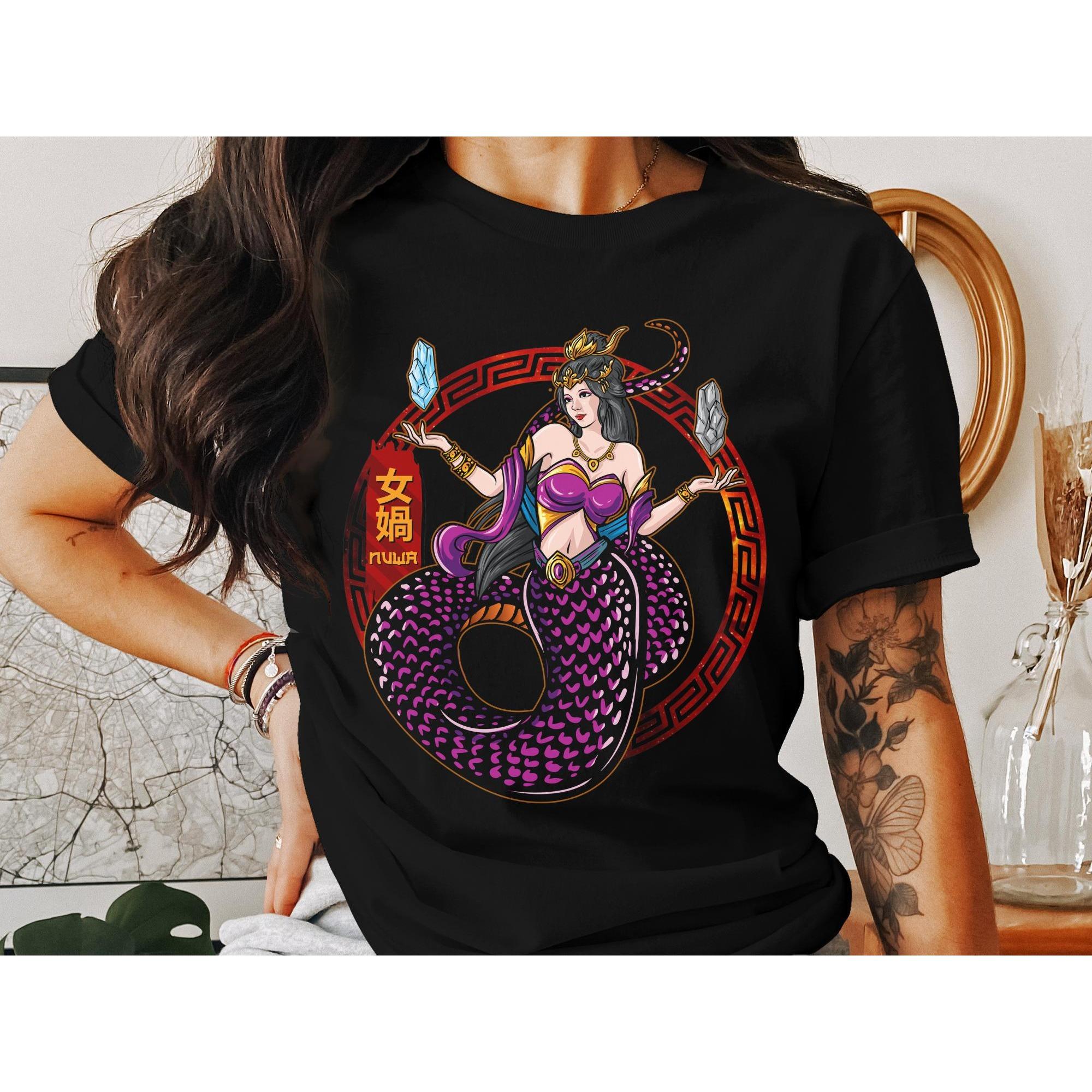 

Nu Wa Mother Goddess Chinese Mythology TShirt Chinese Gods Artwork Tee Chinese Folk Religion Graphic Design Shirt S