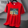 HNXC Cotton Short Sleeve T-shirt Men's Fashion Loose Half Sleeve Shirt Printed Compassionate Shirt