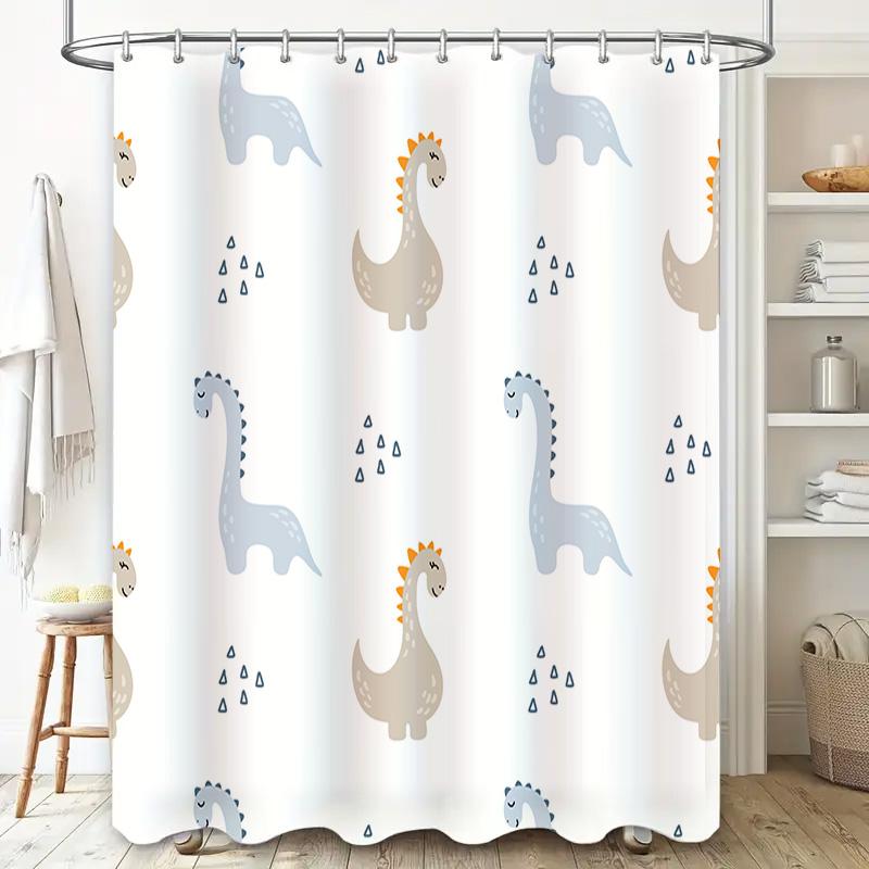 Adorable Dinosaur Pattern Shower Curtain for Bathroom Decor Waterproof Fabric Various Sizes Available