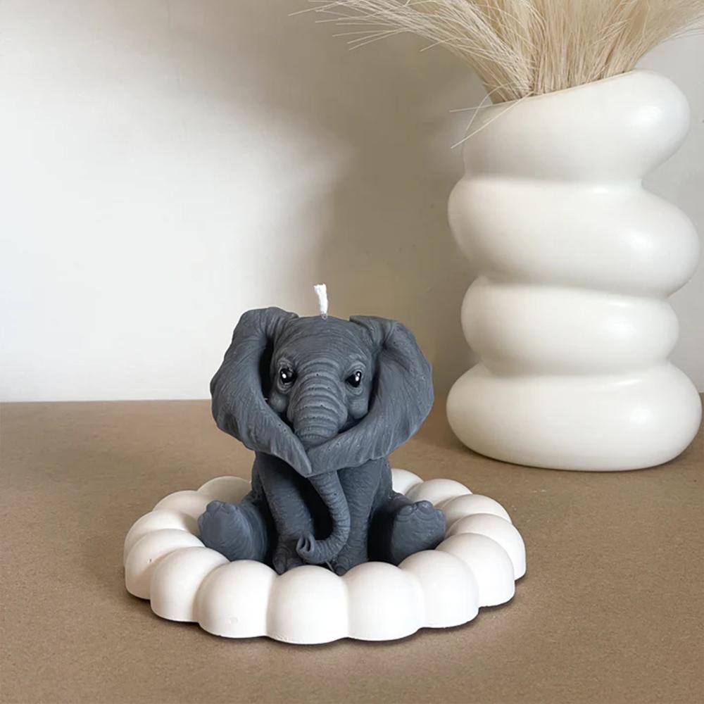 3D Elefant Silikon Lysform Søt Dyr Aromaterapi Gips Resin Såpefremstillingsverktøy DIY Håndlaget Hjemmedekorasjon Kunst
