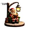 Bedside Lighting for Kids Room Christmas Santa Claus Reading Lantern, Snowman Elk LED Night Light with Warm Resin Desk Lamp Dormitory Glow,