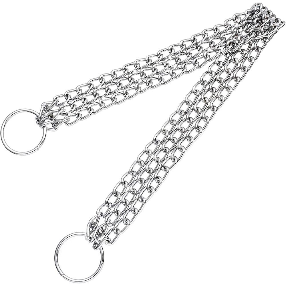 Anti-rust Chrome Plated Steel Dog Training Collar Three Rows Slip Dog Chain Adjustable Medium and Large Dogs Collar Pet Products