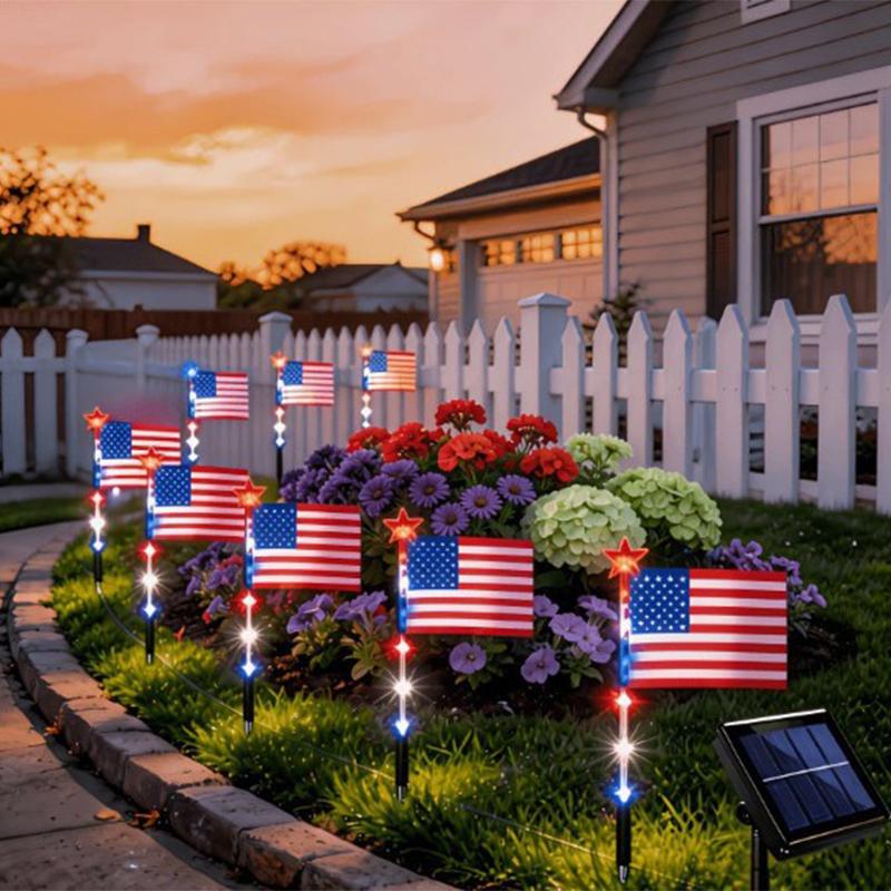 Solar American Flag Pathway Light American Independence Day 250th Anniversary Outdoor Flag Light Led Solar Light Home Decoration